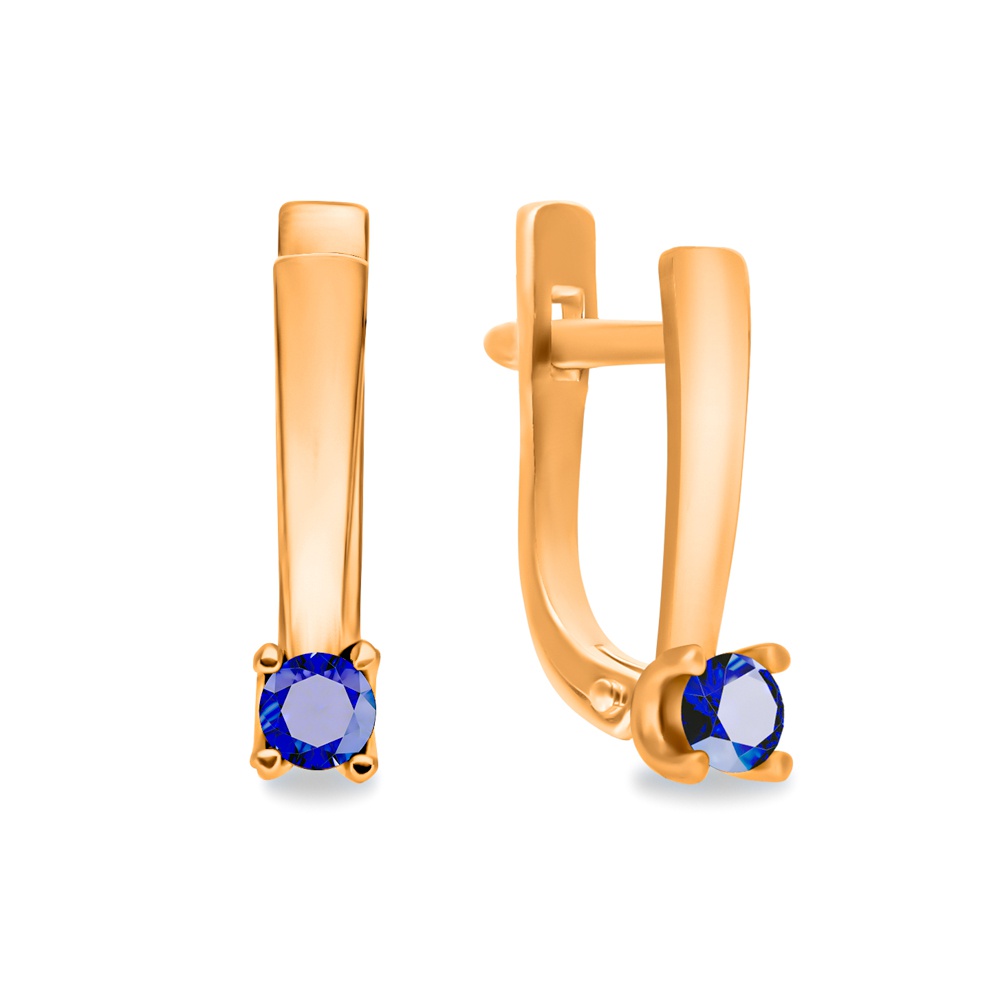 

Серьги из красного золота 585Gold 102007460, сапфир искусственный, 102007460