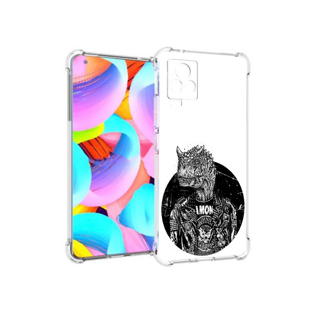 

Чехол MyPads Tocco для Vivo IQOO 7 динозавр в куртке, Прозрачный, Tocco