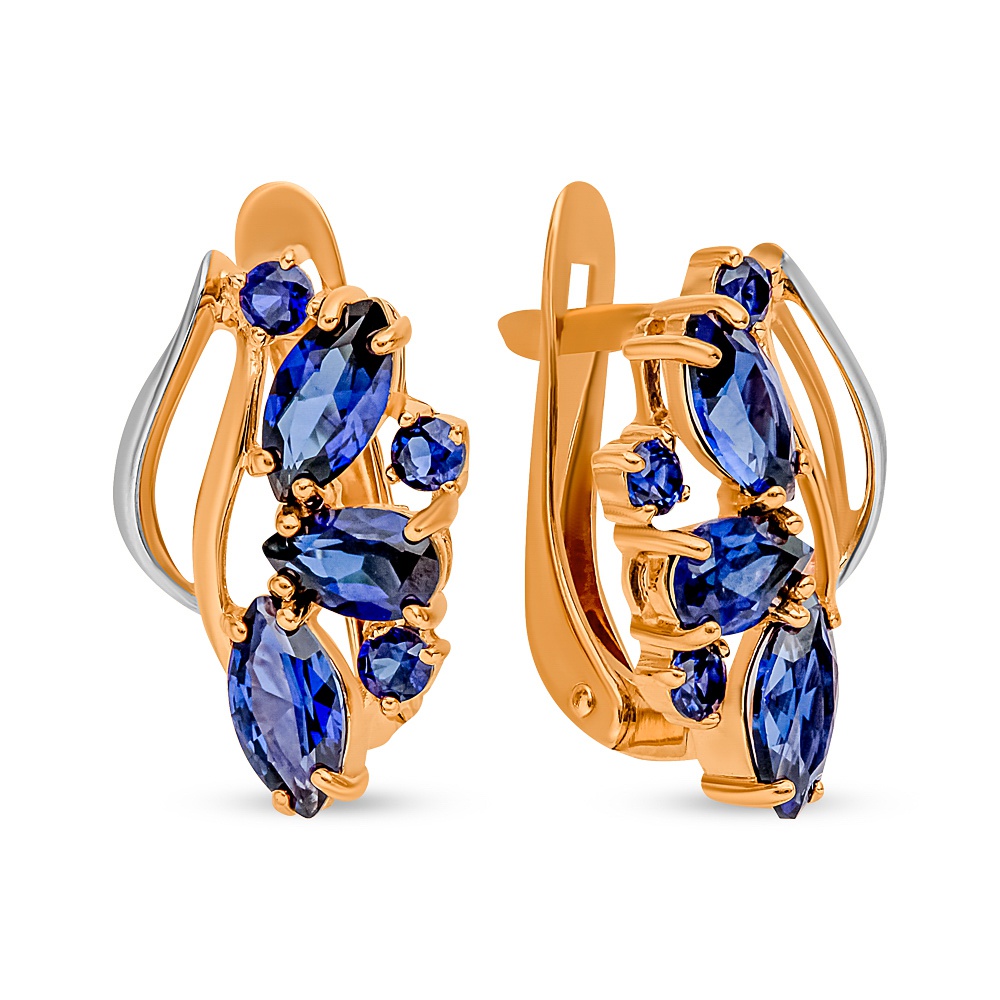 

Серьги из красного золота 585Gold 102007514, сапфир искусственный, 102007514