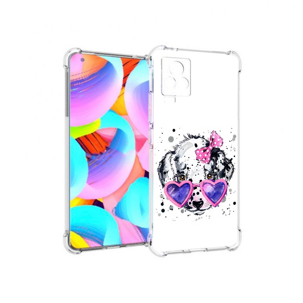 

Чехол MyPads Tocco для Vivo IQOO 7 долматинец в очках, Прозрачный, Tocco
