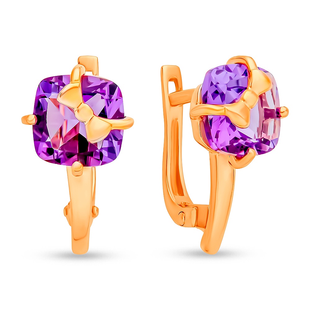 

Серьги из красного золота 585Gold 202008771, аметист, 202008771