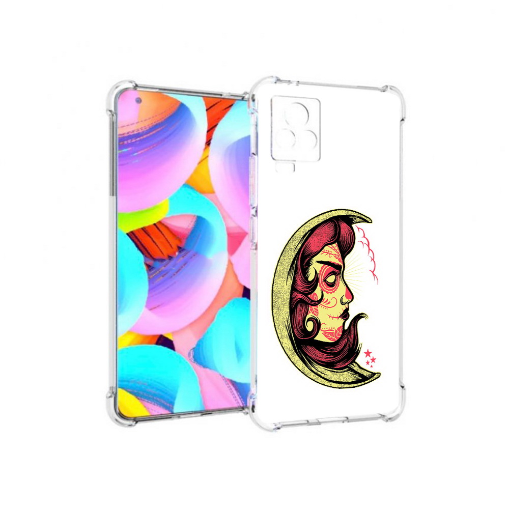 

Чехол MyPads Tocco для Vivo IQOO 7 желтый полумесяц с лицом девушки, Прозрачный, Tocco