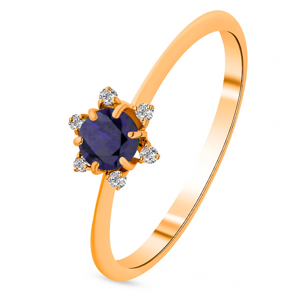 

Кольцо из золота р.  585Gold 101014753, сапфир искусственный\бриллиант, 101014753