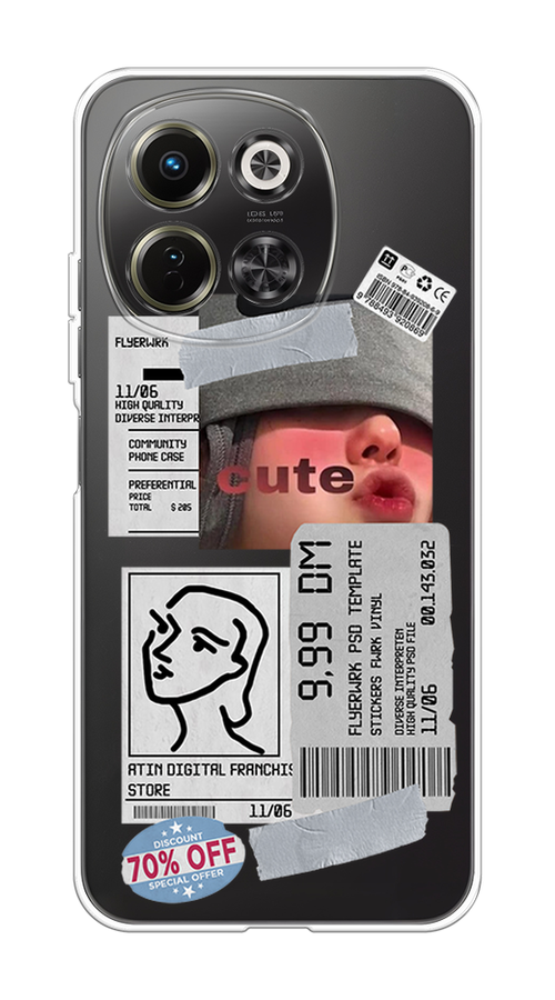 

Чехол на Tecno Spark 30 5G Cute girl collage, Розовый;серый;голубой, 309750-1