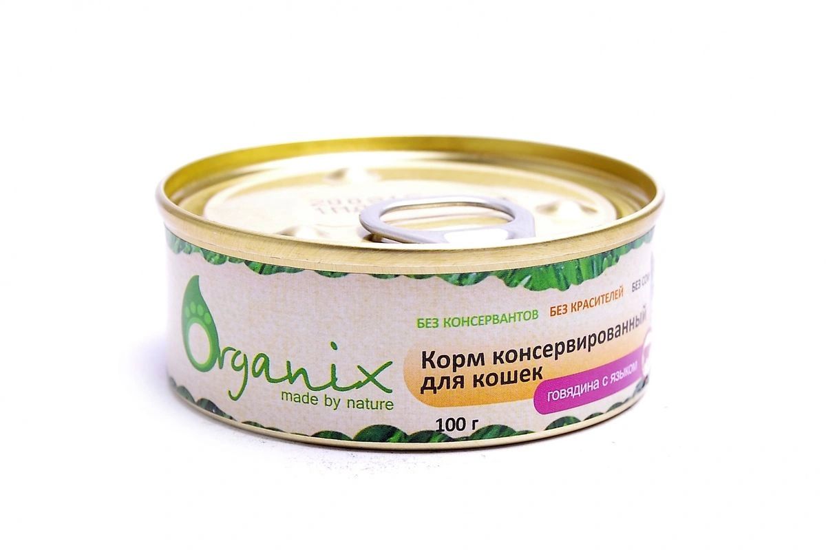 фото Влажный корм для кошек organix , говядина, язык, 45шт, 100г