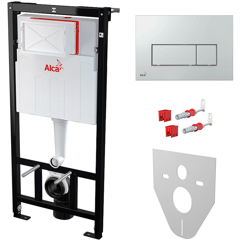 Инсталляция Alcadrain AM101/1120-4:1 RU для унитаза с белой клавишей смыва комплект принадлежностей к унитазу alcadrain
