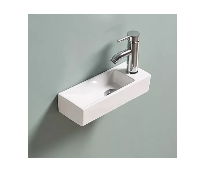 Подвесная белая раковина для ванной GiD N9271L (Чаша слева) прямоугольная