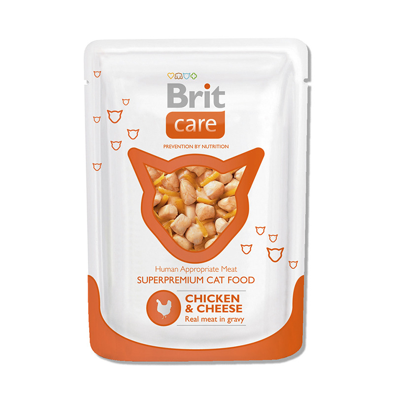 фото Влажный корм для кошек brit care chicken&cheese, курица, сыр, 24шт, 80г