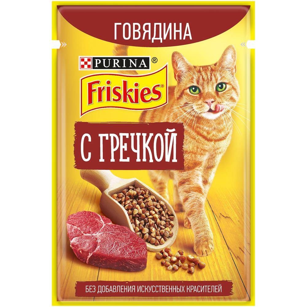 фото Влажный корм для кошек friskies , говядина, гречка в подливе, 75г*24шт