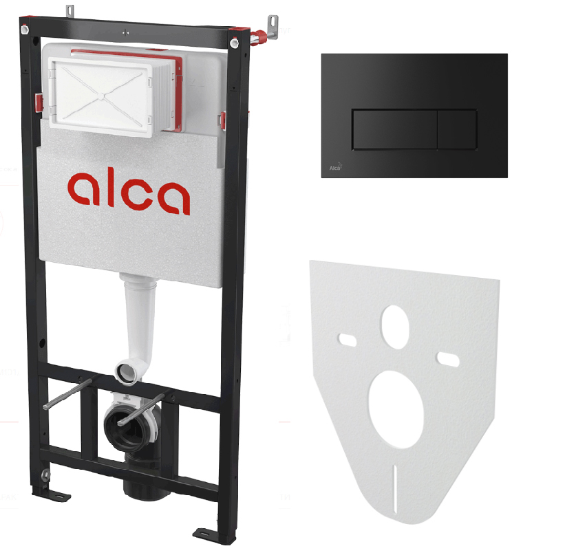 Инсталляция Alcadrain AM101/1120-4:1 RU для унитаза с черной клавишей смыва
