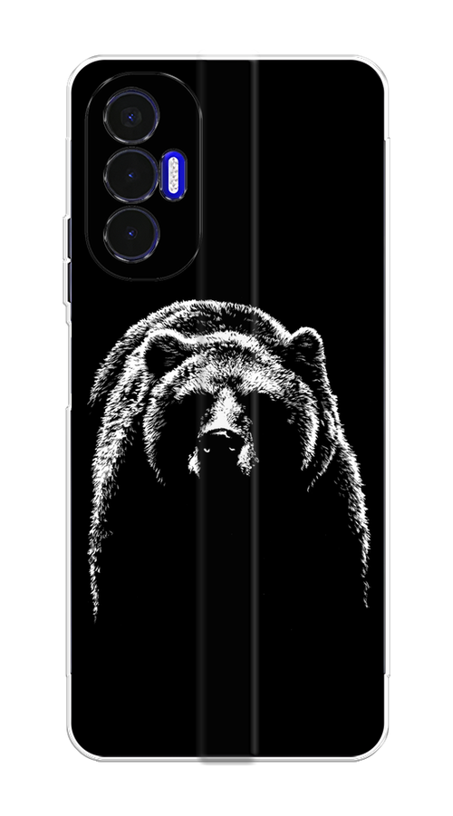 

Чехол на Tecno Pova 3 "Медведь в ночи", Белый;черный, 301550-1