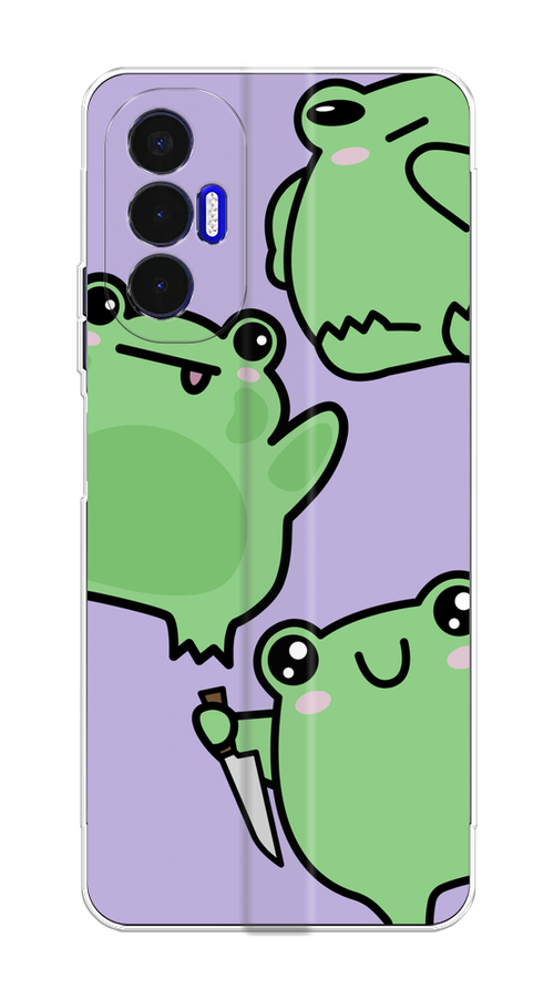 

Чехол на Tecno Pova 3 "Опасные лягушата", Фиолетовый;зеленый;черный, 301550-1