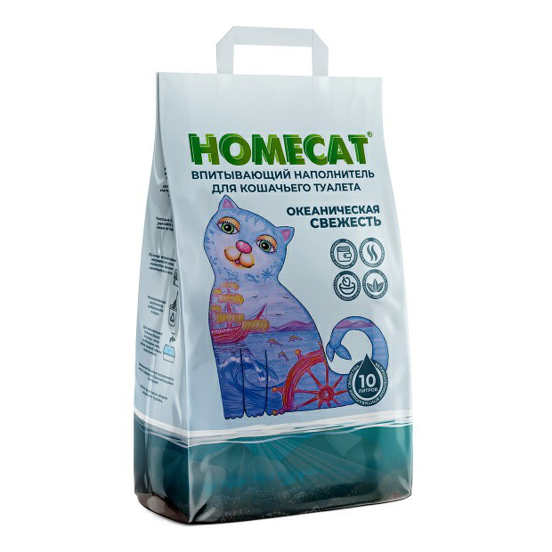 

Впитывающий наполнитель HOMECAT бентонитовый, океаническая свежесть, 10 л