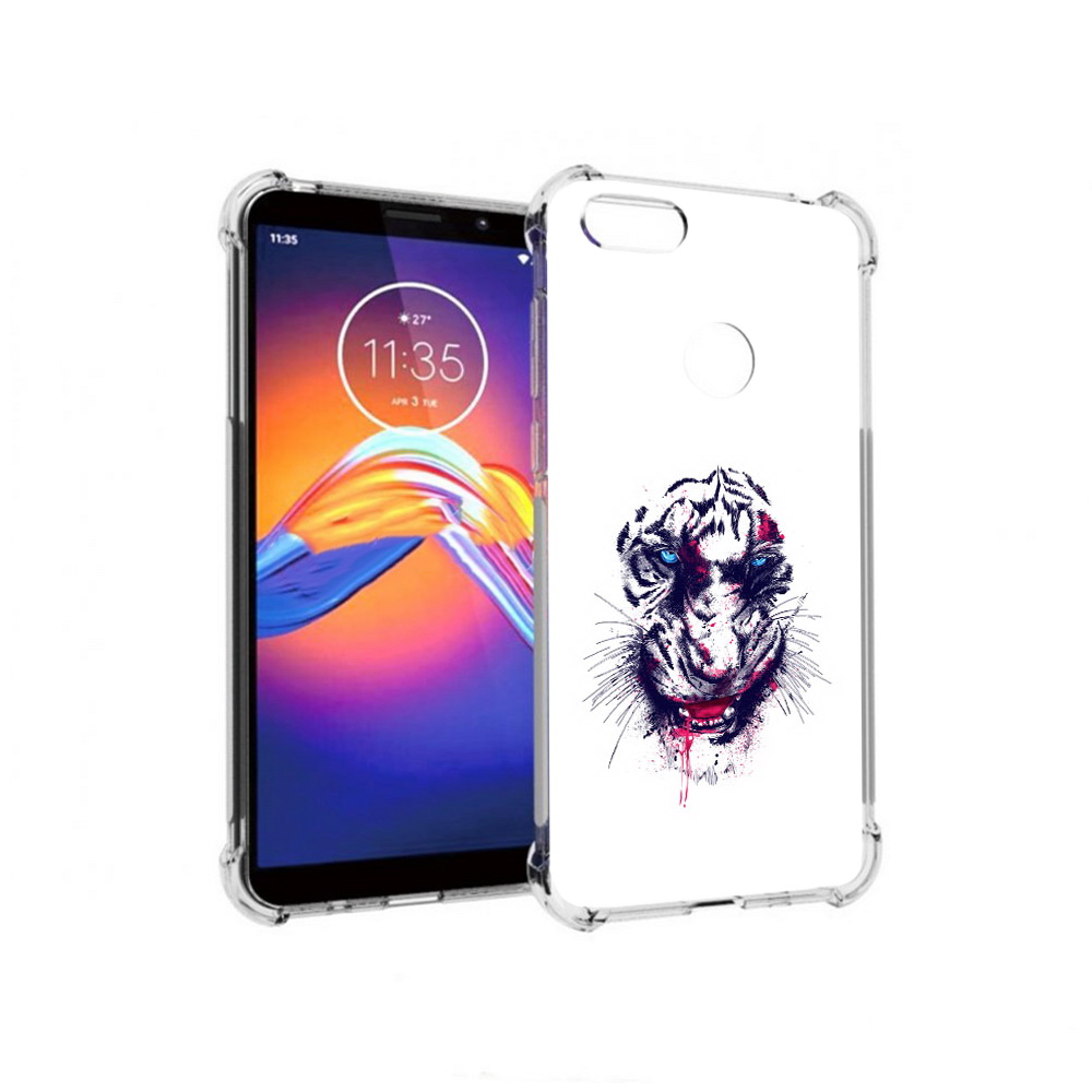 

Чехол MyPads Tocco для Motorola Moto E6 безумный тигр (PT227058.343.228), Прозрачный, Tocco