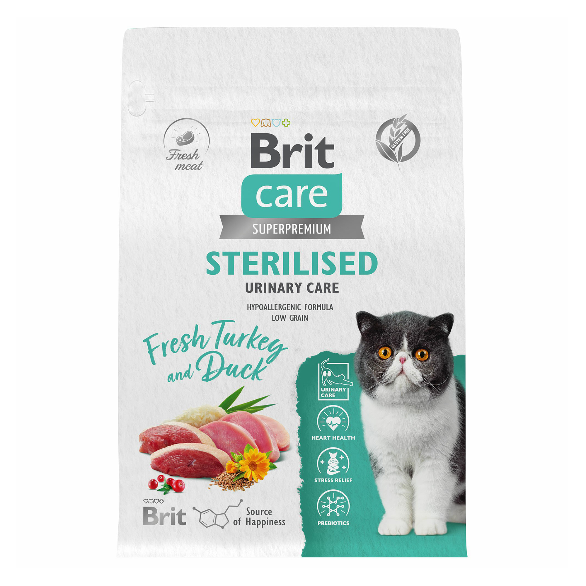 Сухой корм для кошек Brit Care Cat Sterilised Urinary с индейкой и уткой 400 г 1074₽