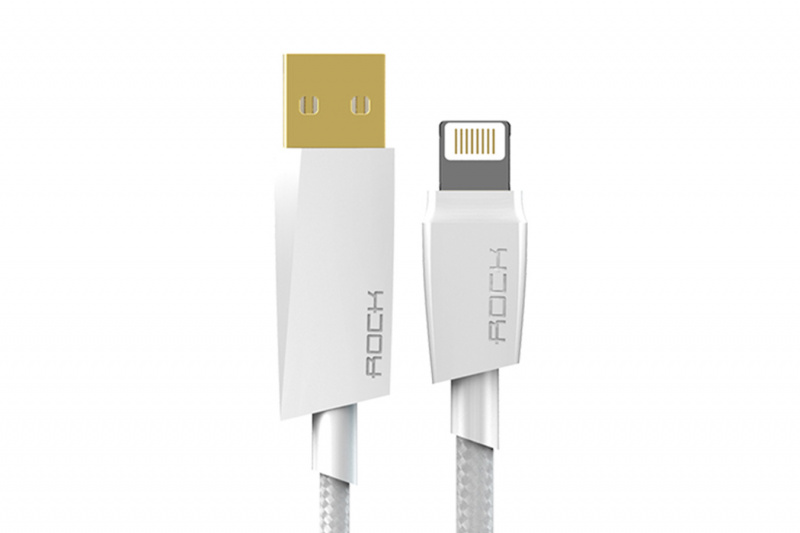 фото Кабель usb/lightning rock mfi плетеный (rcb0401) white