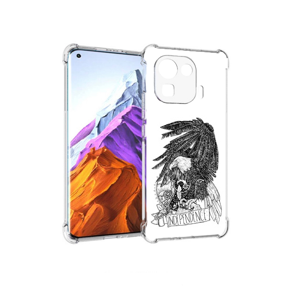 

Чехол MyPads Tocco для Xiaomi 11 Pro черно белый сокол (PT144585.286.688), Прозрачный, Tocco