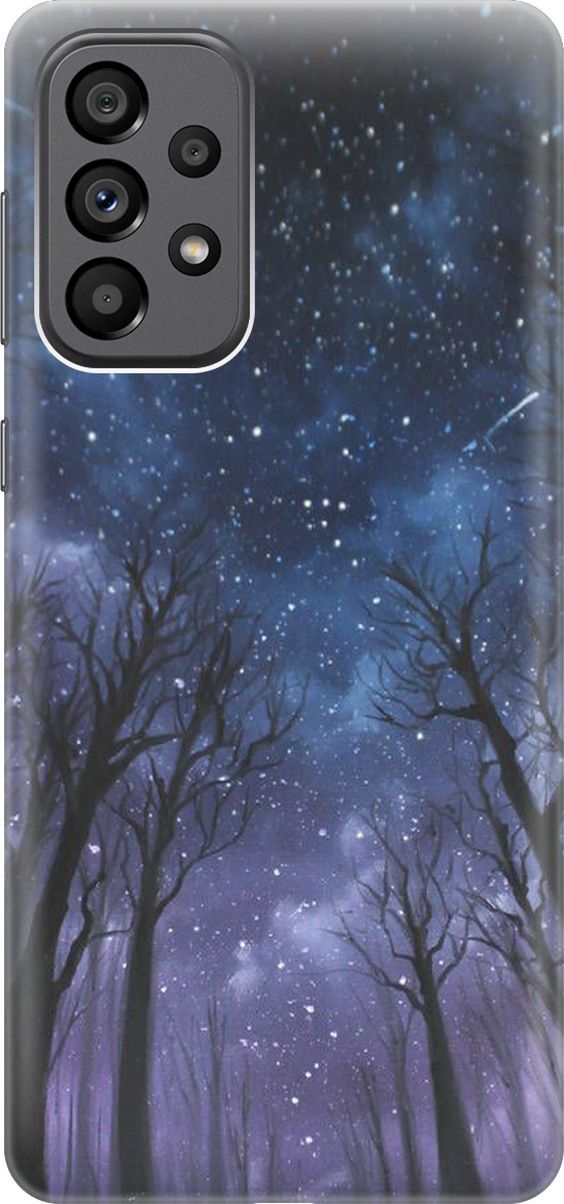 

Силиконовый чехол на Samsung Galaxy A73 5G с принтом "Ночной лес", Серый;синий, 10558