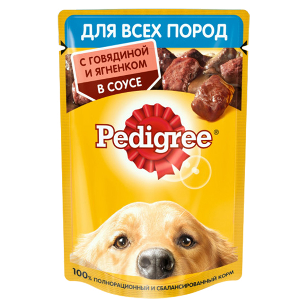 

Влажный корм для собак Pedigree с говядиной и ягненком 85 г