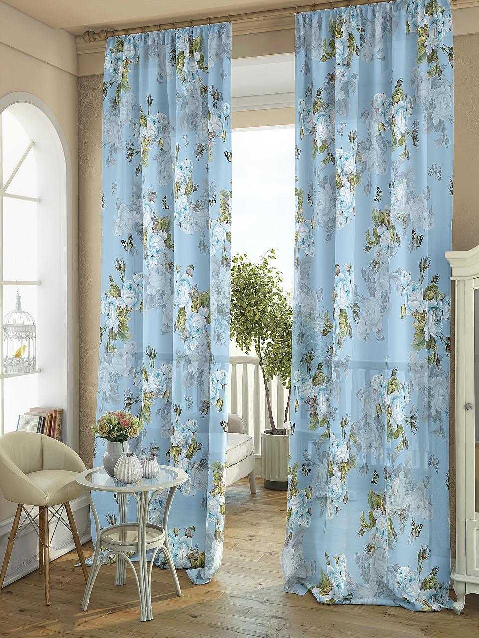 

Тюль AT HOME Клорис (голубой) высота 280 см, ширина 150 см, Зеленый, 971190