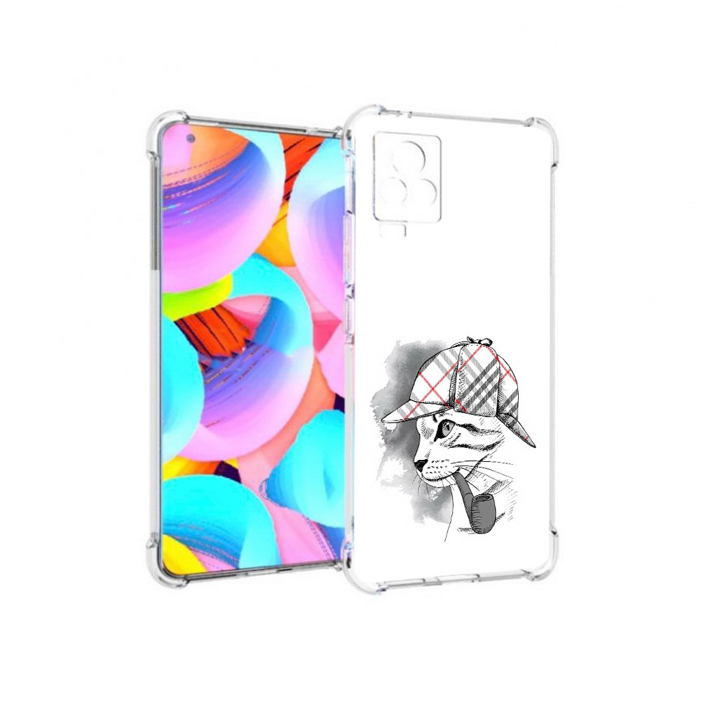 

Чехол MyPads Tocco для Vivo IQOO 7 кошка с трубкой, Прозрачный, Tocco