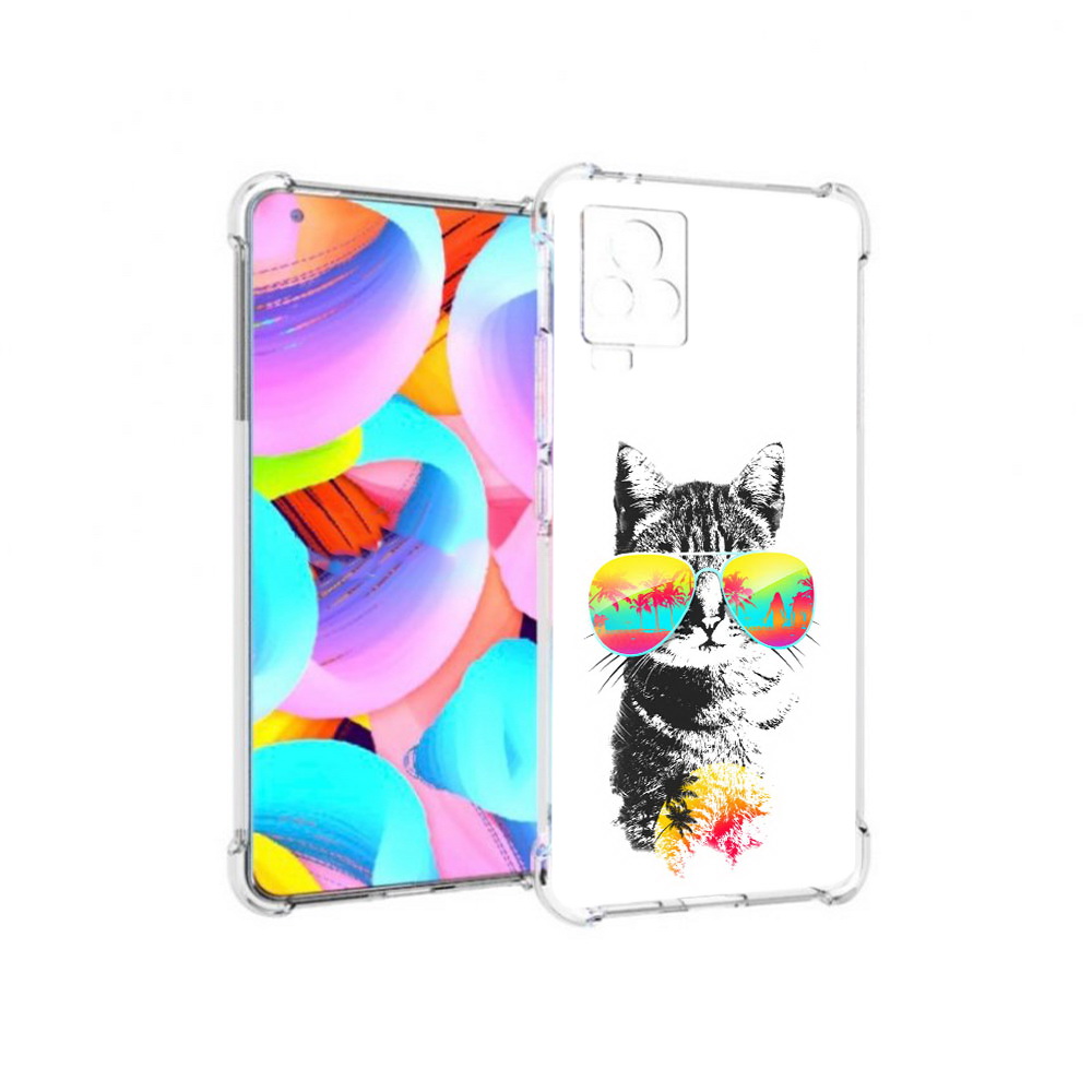 

Чехол MyPads Tocco для Vivo IQOO 7 крутой кот, Прозрачный, Tocco