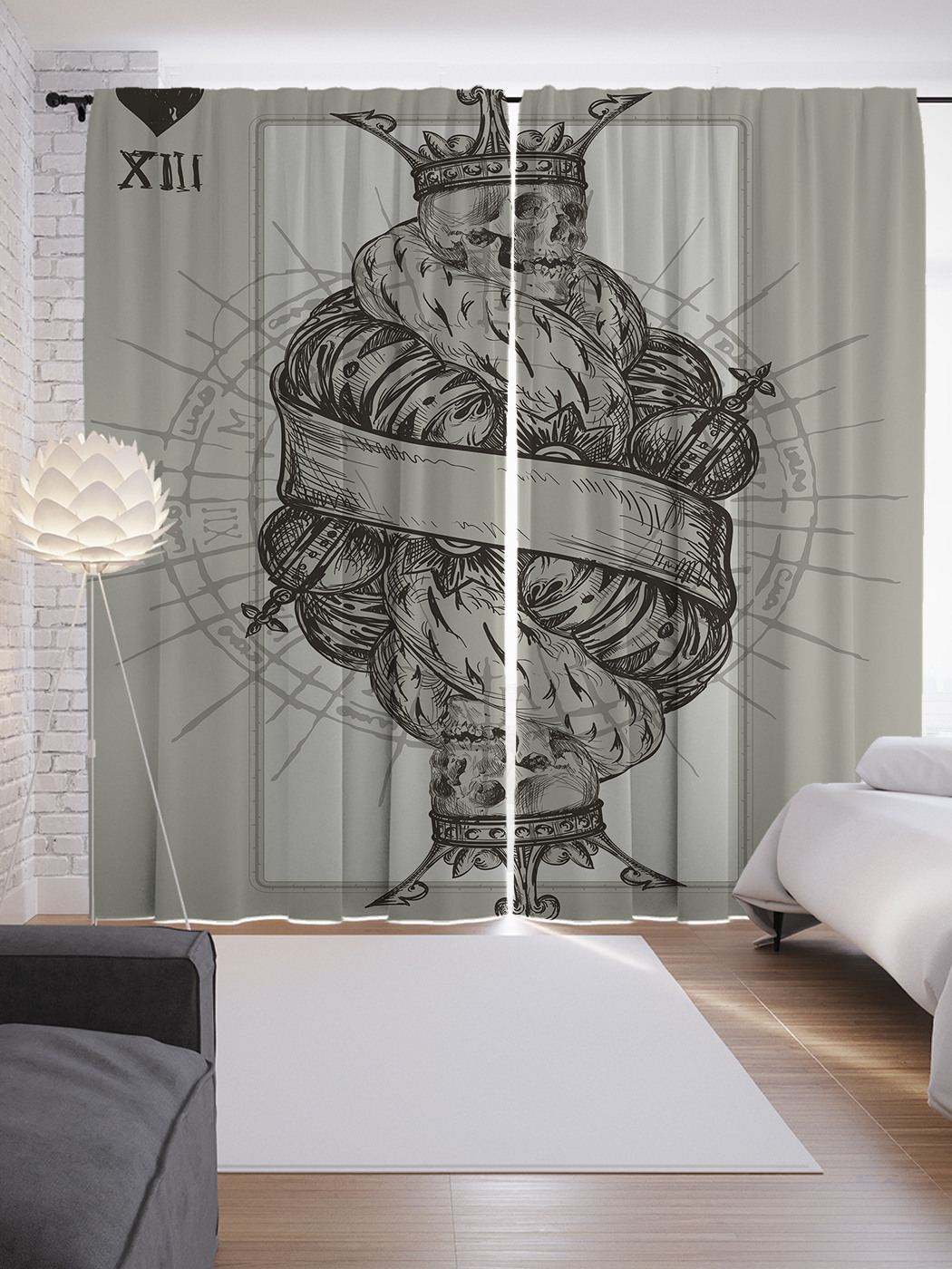 

Шторы JoyArty с фотопечатью "Карта с черепом" из сатена, 290х265 см, Карта с черепом