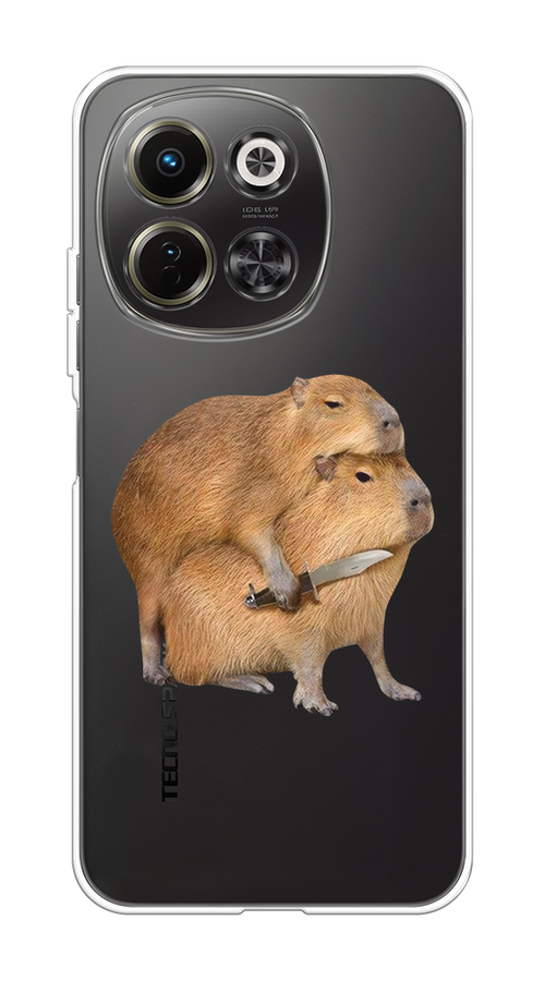 

Чехол на Tecno Spark 30 5G Капибара с ножом, Бежевый, 309750-1