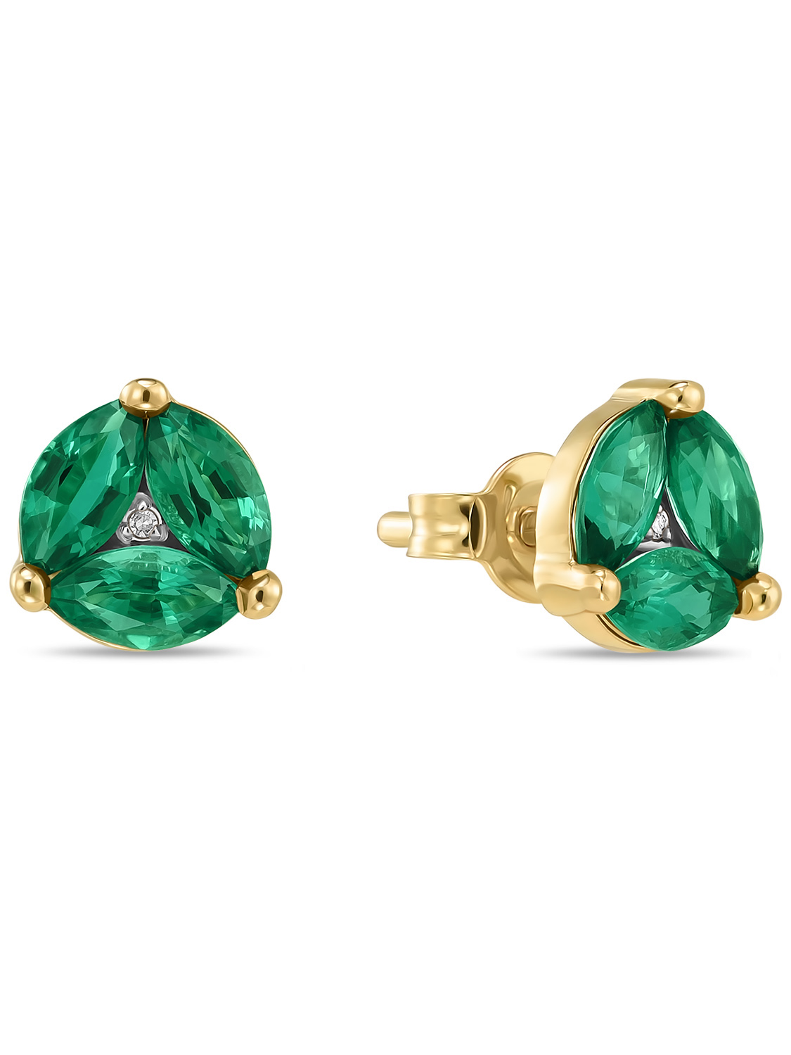 

Серьги пусеты из желтого золота MIUZ Diamonds E01-35489-ES, бриллиант/изумруд, E01-35489-ES