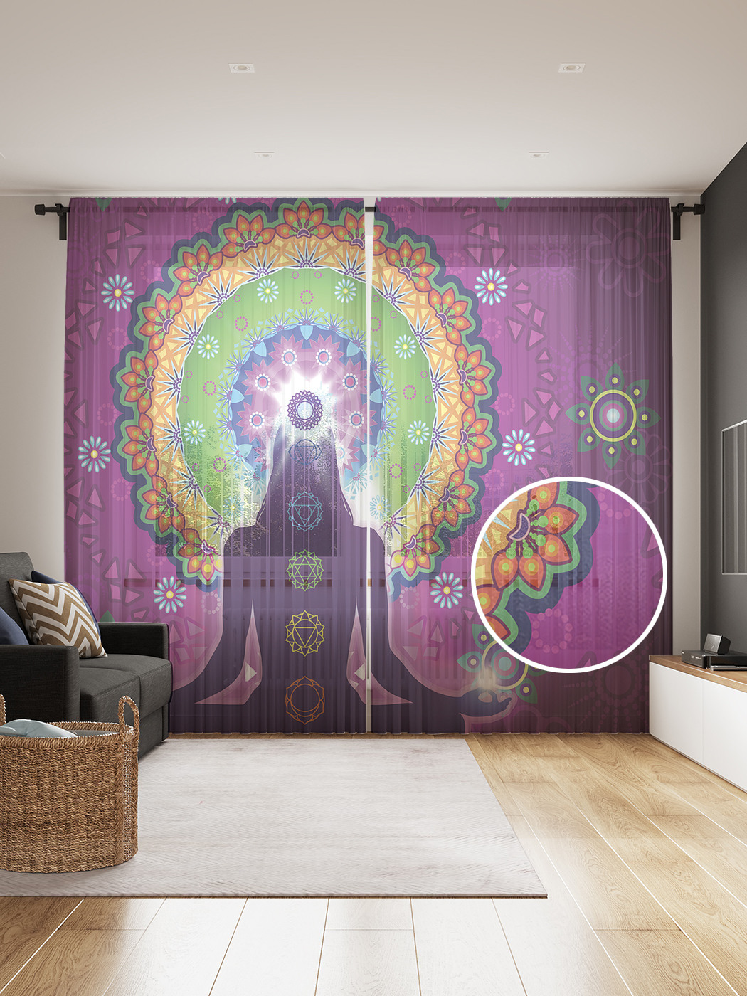 

Фототюль JoyArty "Красочное погружение в мысли", 145x265см, 2 полотна, лента, 50 крючков, Красочное погружение в мысли