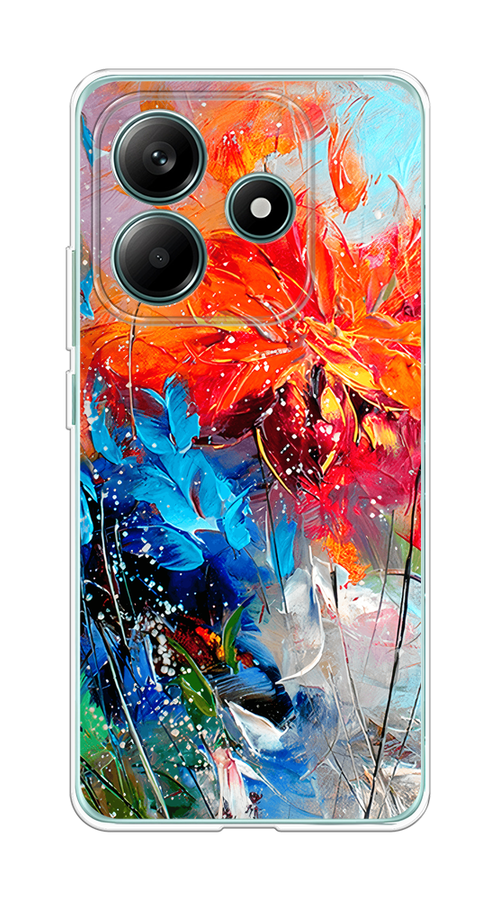 

Чехол на Xiaomi Redmi Note 14 5G Абстрактные цветы, Оранжевый;синий, 323850-1