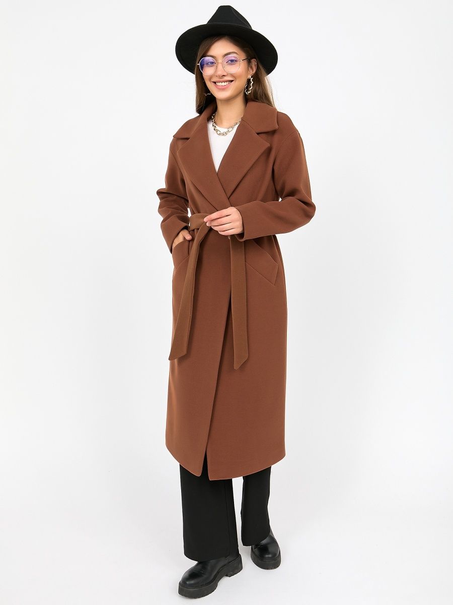 Пальто женское Louren Wilton 624 коричневое 48 RU