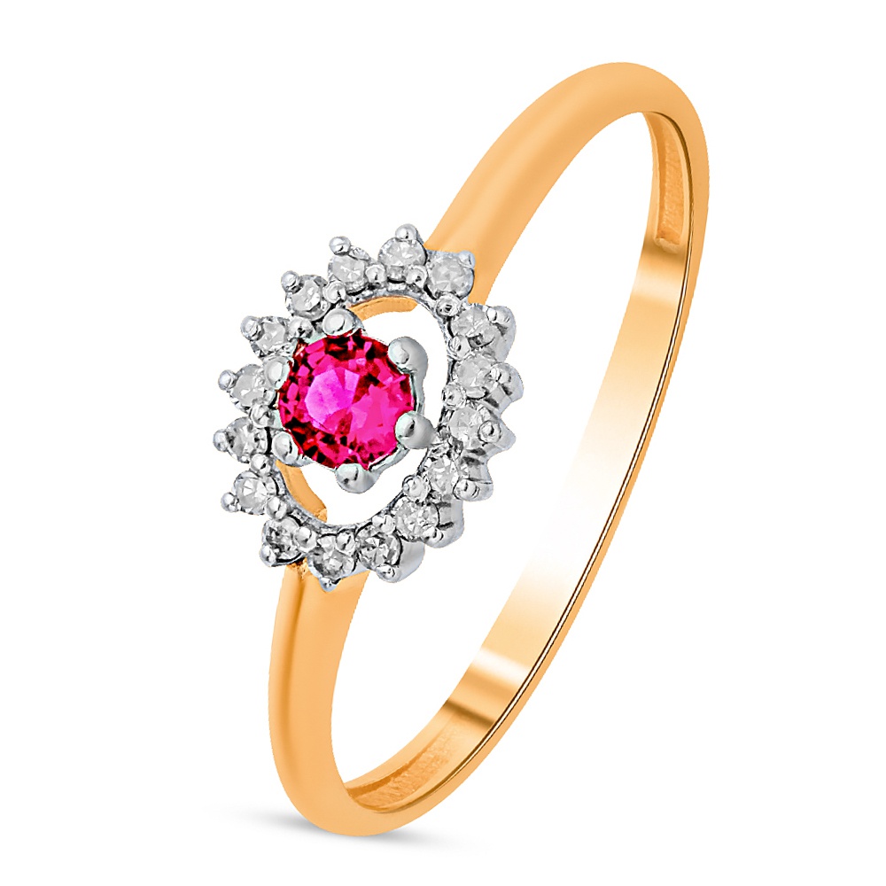 

Кольцо из золота р. , 585Gold 101015189, рубин искусственный\бриллиант, 101015189
