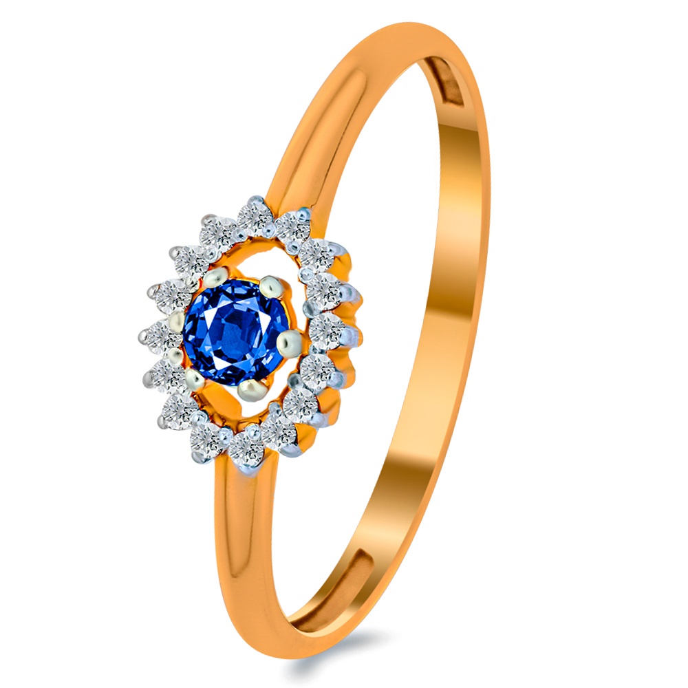 

Кольцо из золота р. , 585Gold 101015190, сапфир искусственный\бриллиант, 101015190