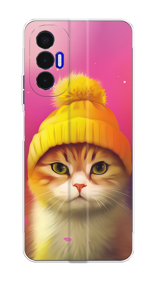 

Чехол на Tecno Pova 3 "Котик в шапочке", Розовый;желтый;бежевый, 301550-1