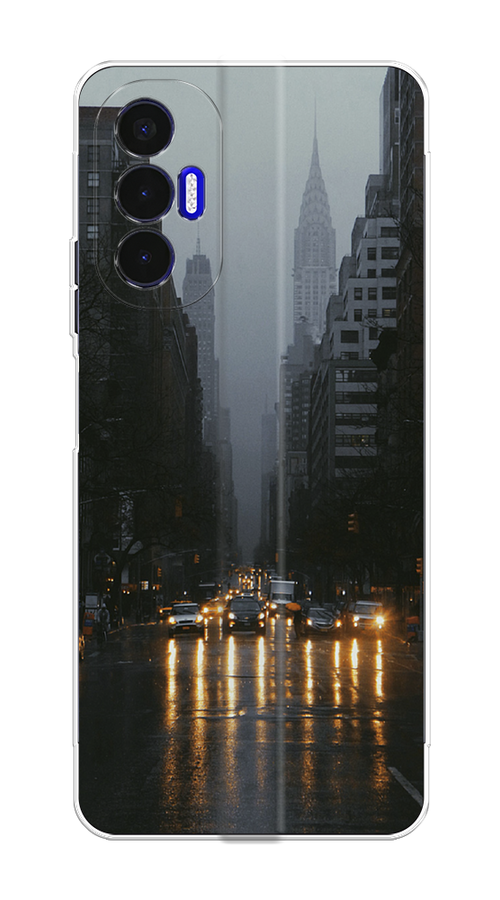 

Чехол на Tecno Pova 3 "Дождливый Нью Йорк", Черный;серый, 301550-1
