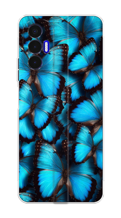 

Чехол на Tecno Pova 3 "Тропическая бабочка 2", Голубой;черный, 301550-1