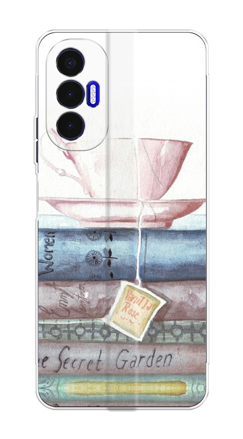 

Чехол на Tecno Pova 3 "Книжное чаепитие", Желтый;розовый;белый, 301550-1