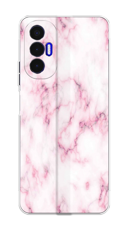 

Чехол на Tecno Pova 3 "Мрамор с розовым", Белый;розовый, 301550-1
