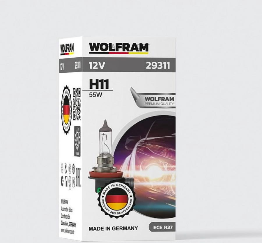 

Лампа 12v H11 55w Pgj19-2 Wolfram Halogen Bulb 1 Шт. Картон 29311 WOLFRAM арт. 29311