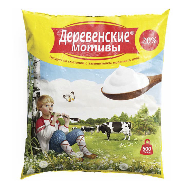 

Сметанный продукт Деревенские мотивы 20% СЗМЖ 500 г