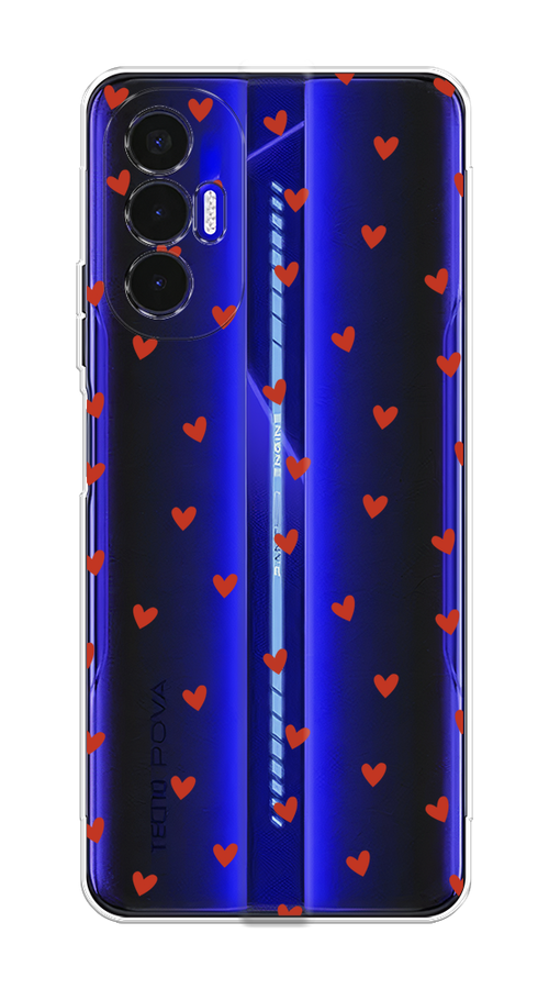 

Чехол на Tecno Pova 3 "Red hearts", Красный;прозрачный, 301550-1