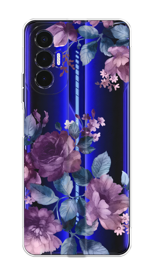 

Чехол на Tecno Pova 3 "Purple Blossoms", Синий;фиолетовый, 301550-1