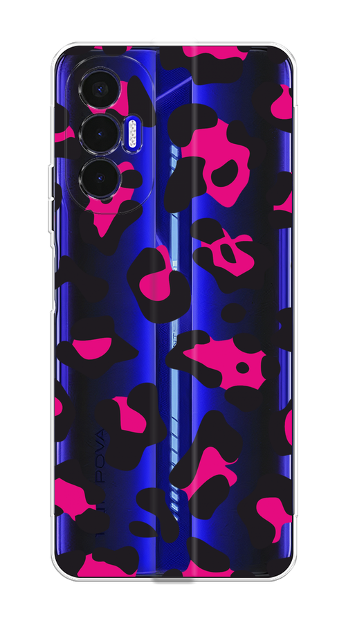 

Чехол на Tecno Pova 3 "Pink cow spots", Черный;розовый, 301550-1