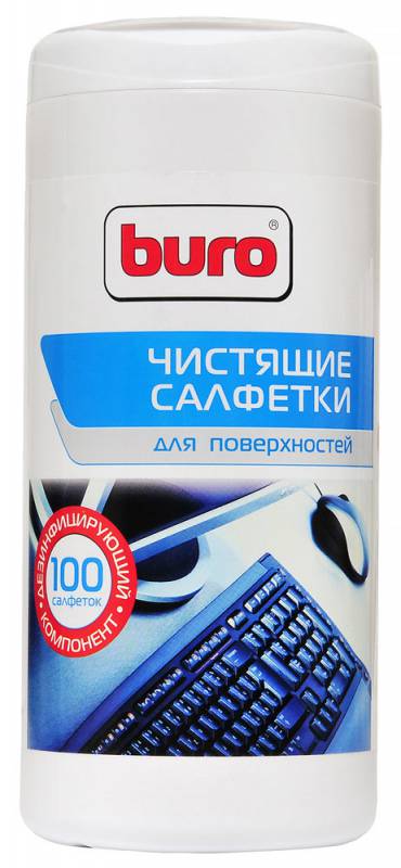 фото Салфетки buro bu-tsurface для поверхностей туба 100шт влажных