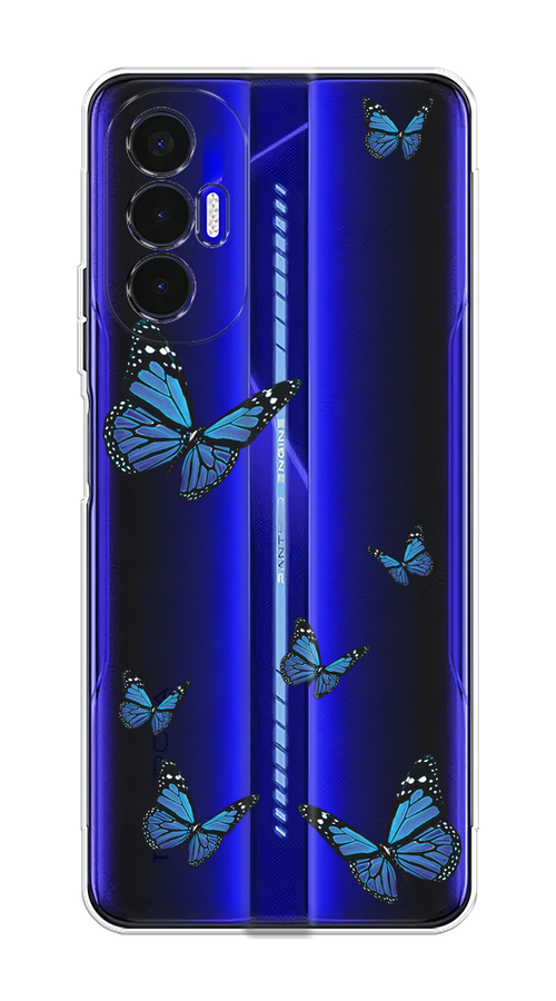 

Чехол на Tecno Pova 3 "Blue butterflies", Синий;черный, 301550-1