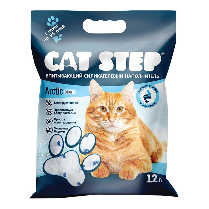 

Впитывающий наполнитель Cat Step Arctic Blue силикагелевый, 12 л