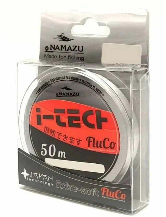 Леска Naмazu I-Tech Fluco, диаметр 0.203 мм, тест 3.2 кг, 50 м, прозрачная