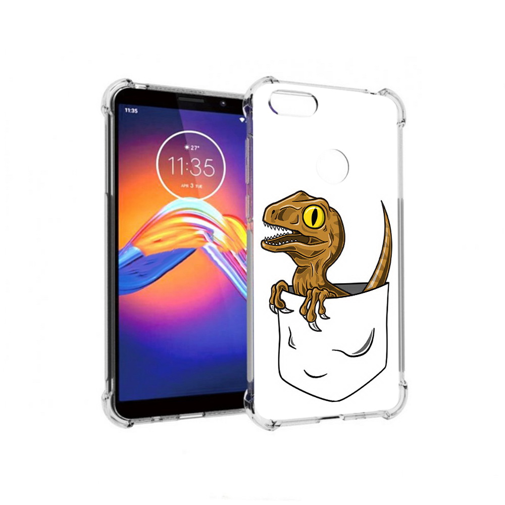 

Чехол MyPads Tocco для Motorola Moto E6 динозавр в кармане (PT227058.343.327), Прозрачный, Tocco