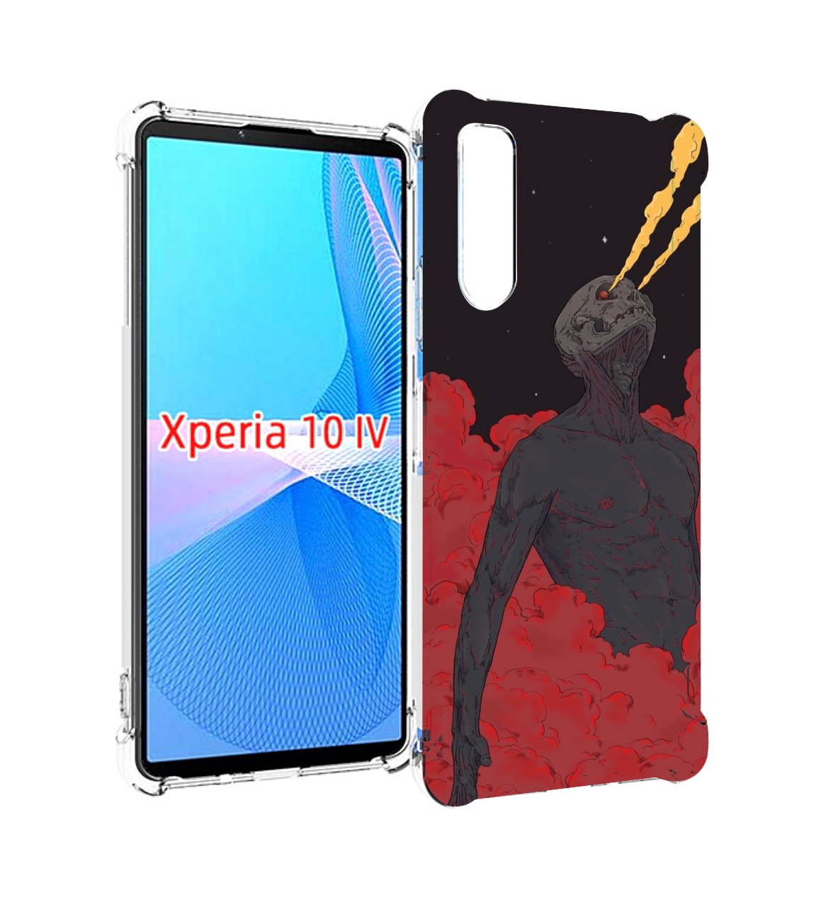 

Чехол MyPads скелет в красном дыму для Sony Xperia 10 IV (10-4), Прозрачный, Tocco